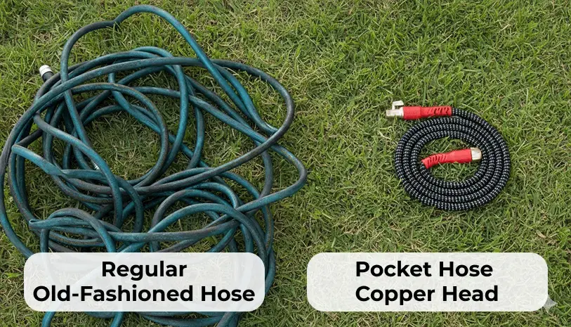 Regular old-fashioned hose vs Pocket Hose Copper Head