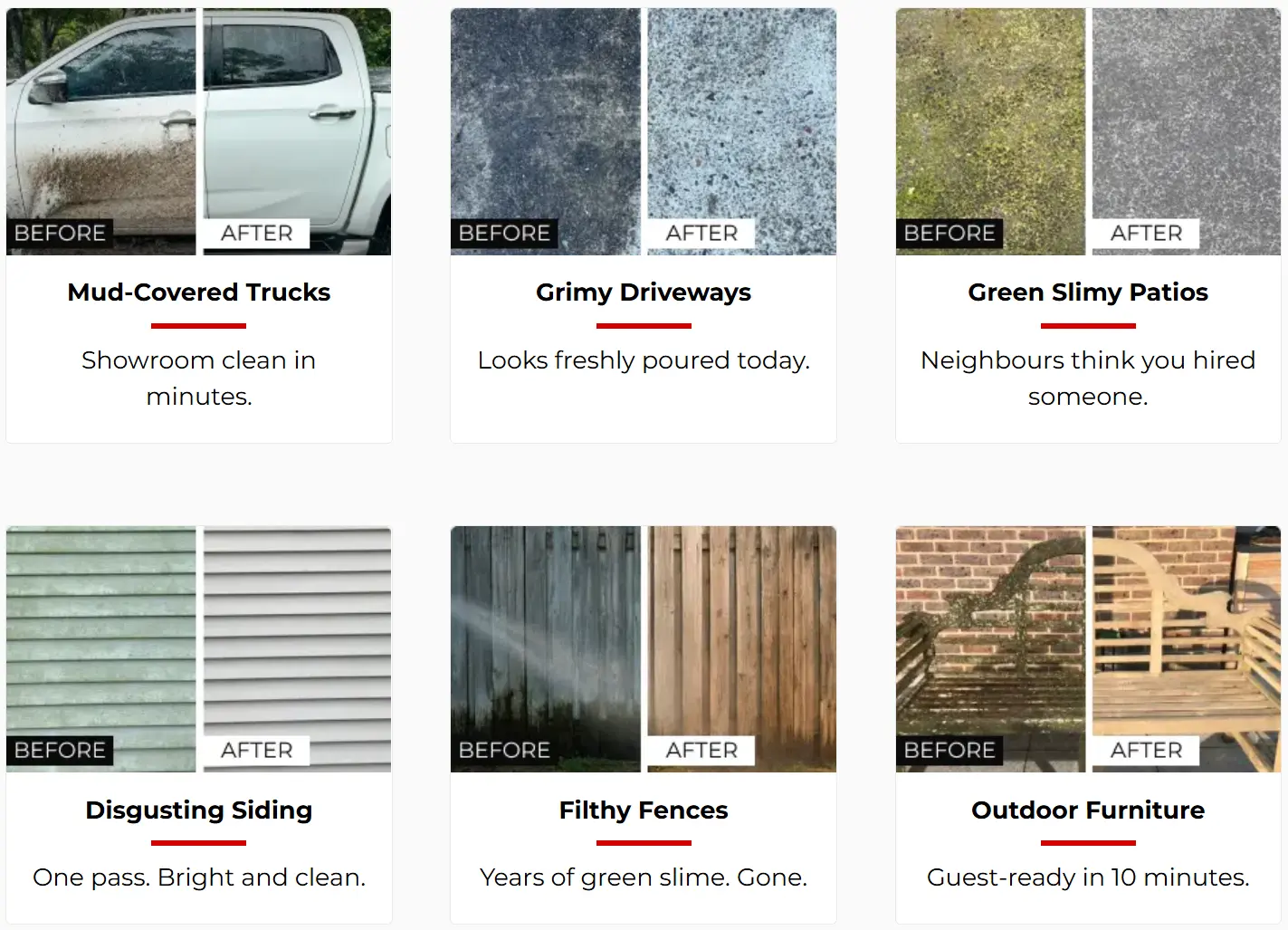 Before and after cleaning with Pocket Hose Arrow