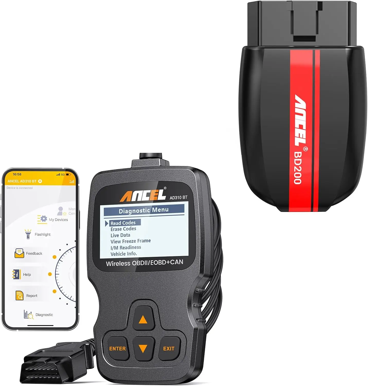 ANCEL AD310BT and BD200 Bluetooth OBD2 Bundle
