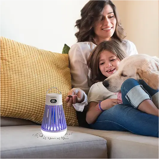 Family enjoying bug-free backyard